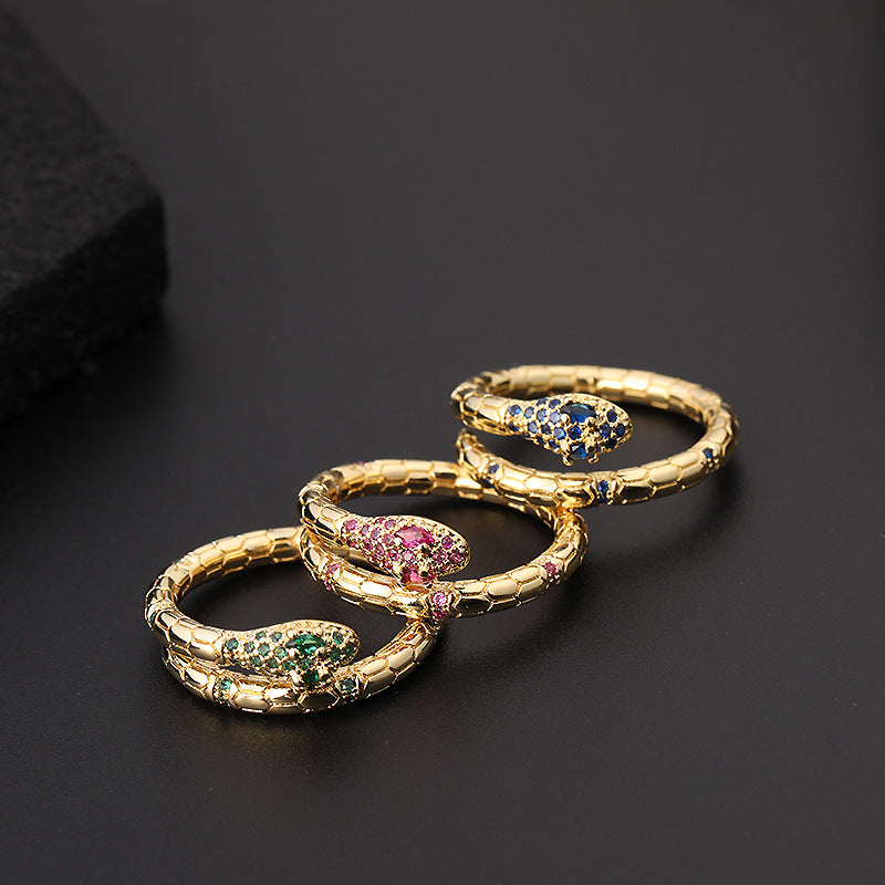 Anello serpente zircone aperto