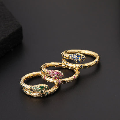 Anello serpente zircone aperto
