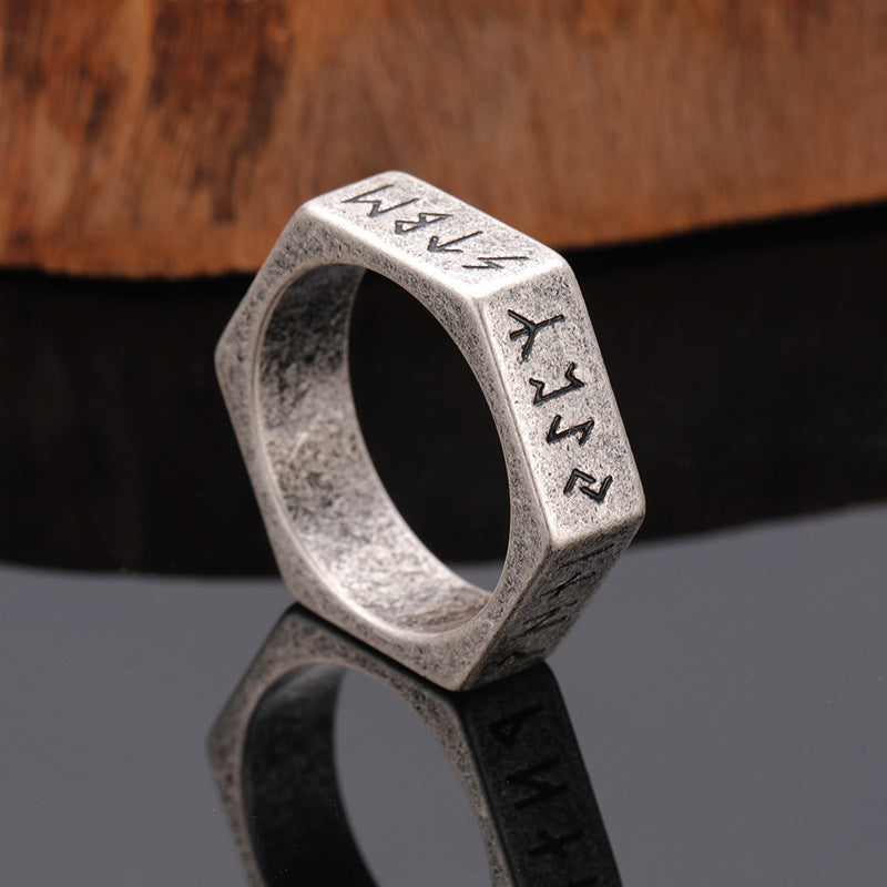 Anello esagonale acciaio titanio