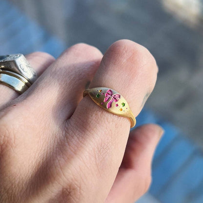 Anello fiocco dipinto a mano