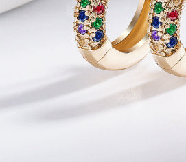 Orecchini zircone multicolore micro intarsio