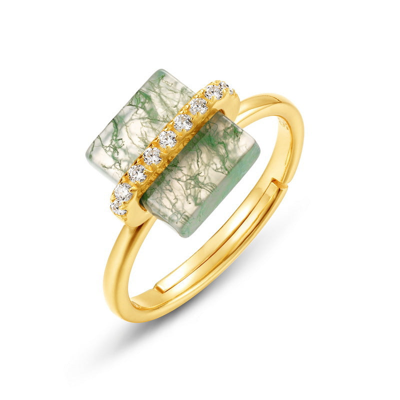 Anello muschio verde argento