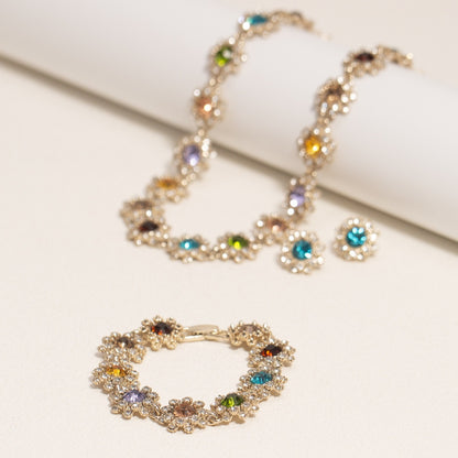 Set collana, orecchini e bracciale strass