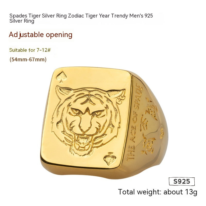Anello tigre zodiaco argento