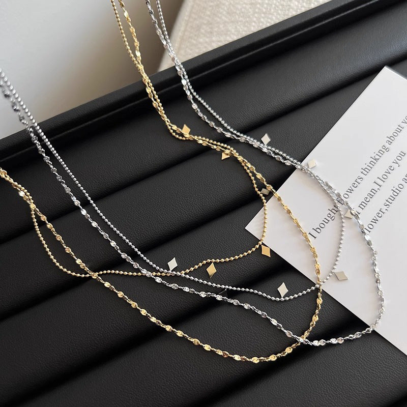 Collana doppio strato paillettes diamante
