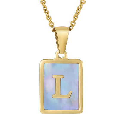 Collana titanio con lettera e conchiglia