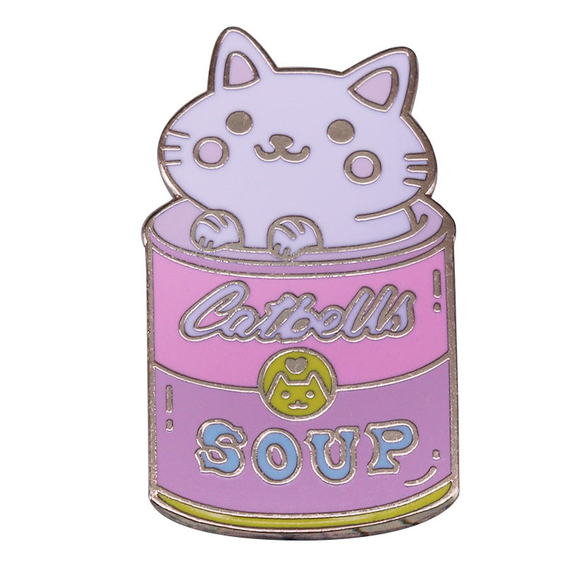 Spilla gatto e lattina
