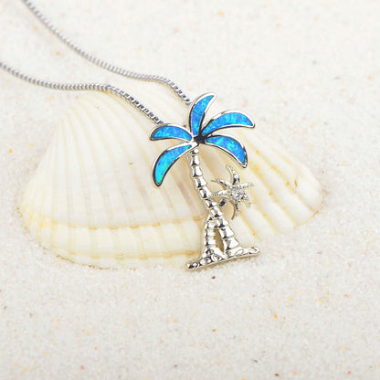 Collana corta cocco blu e opale