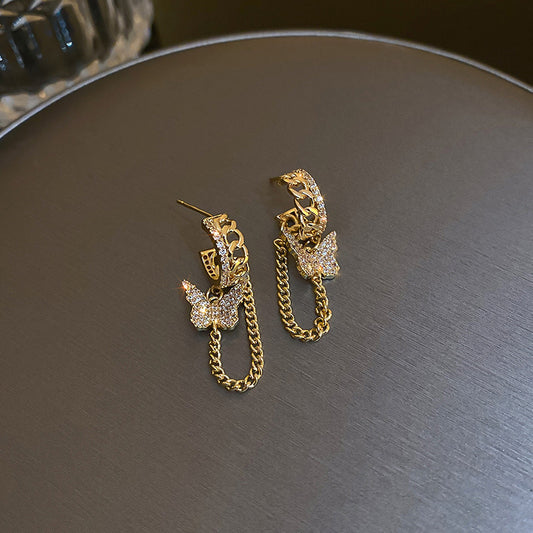 Orecchini farfalla zircone con catena