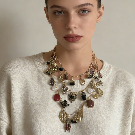 Collana vintage multistrato geometrica