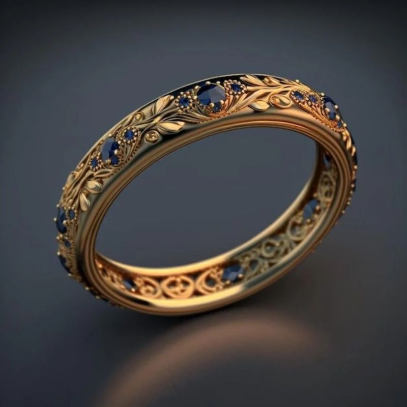 Anello blu placcato oro