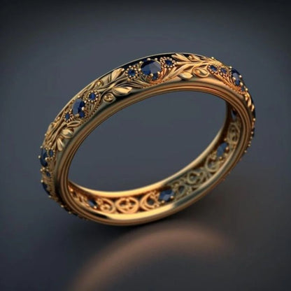 Anello blu placcato oro
