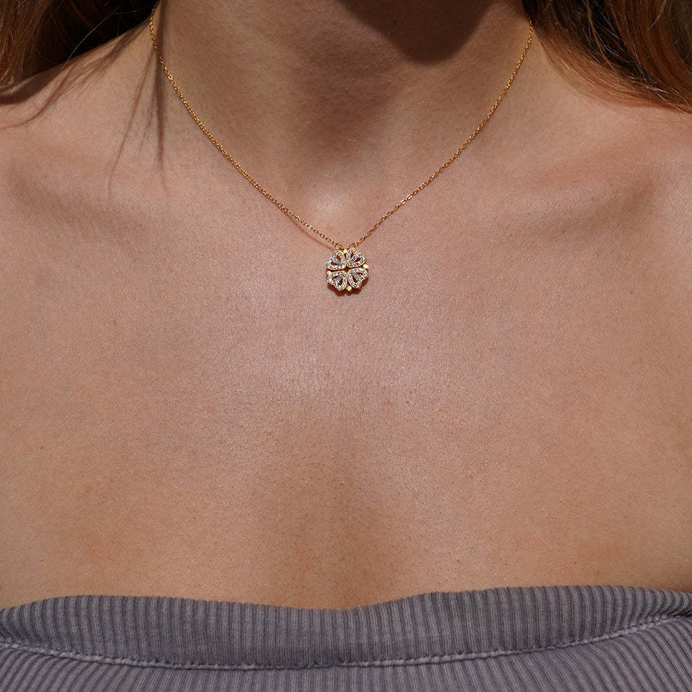 Collana Cuore Quadrifoglio Zircone