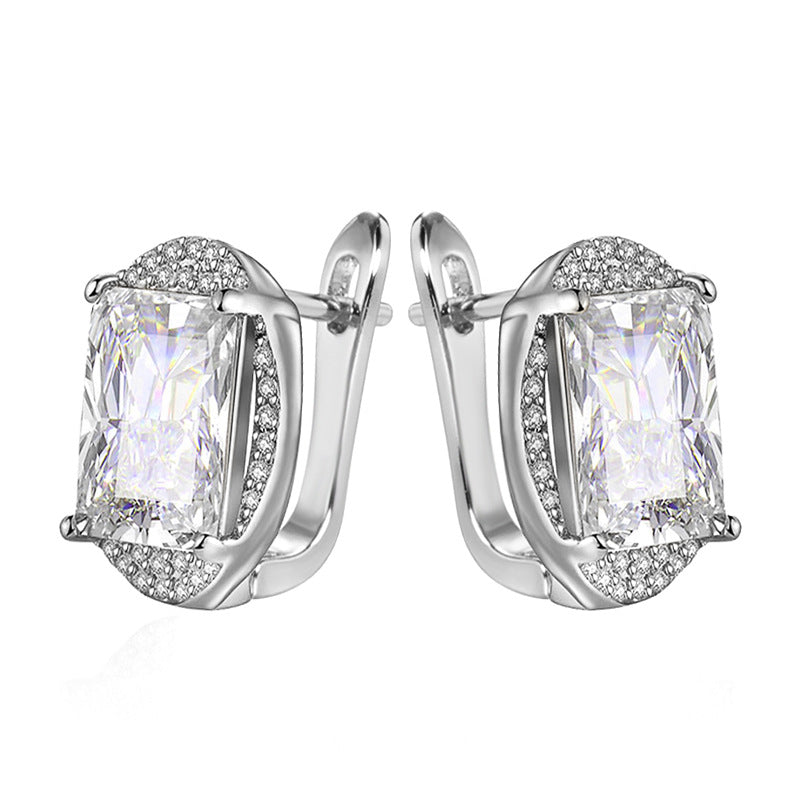 Orecchini zircone quadrati oro rosa