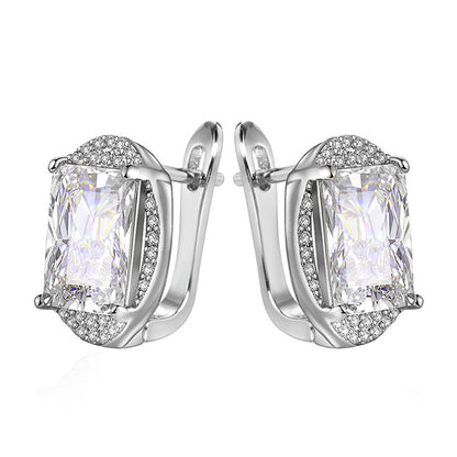 Orecchini zircone quadrati oro rosa