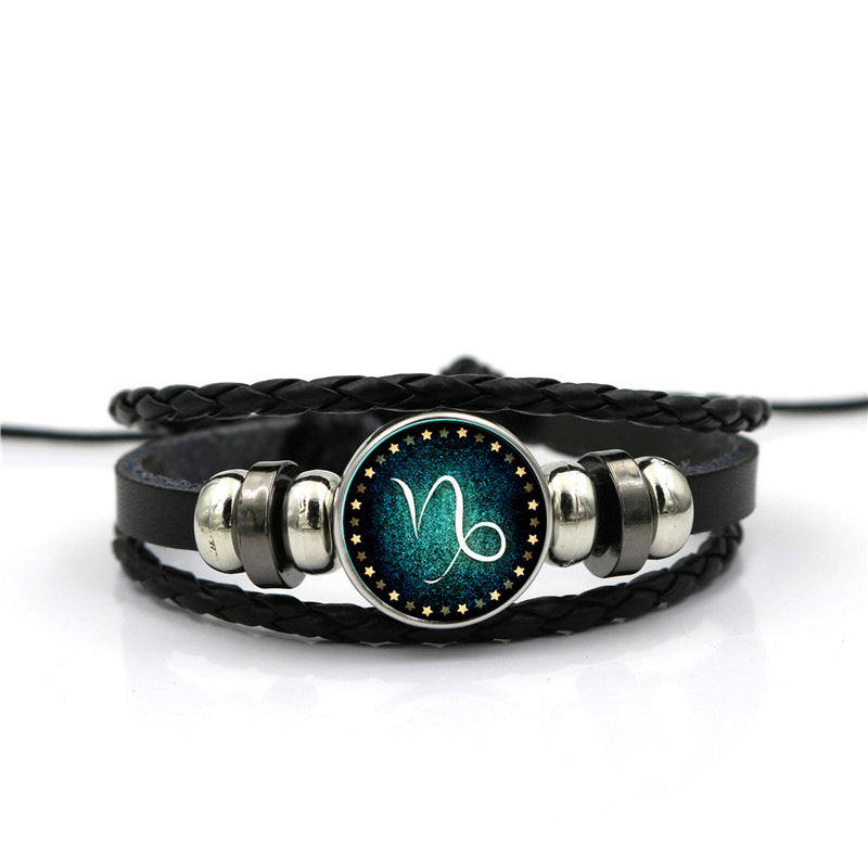 Braccialetto Pelle Intrecciata Zodiaco