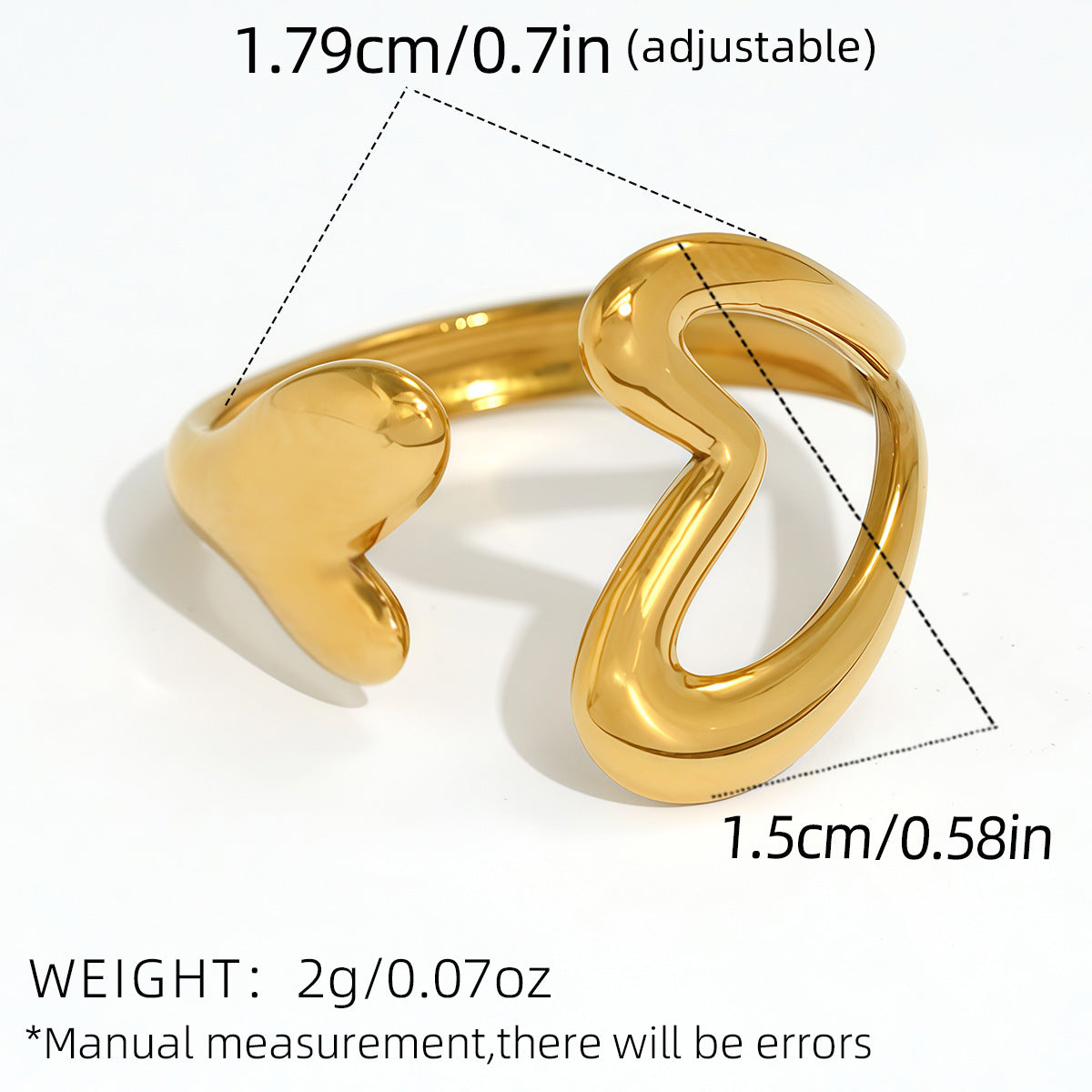 Anello aperto cuore traforato