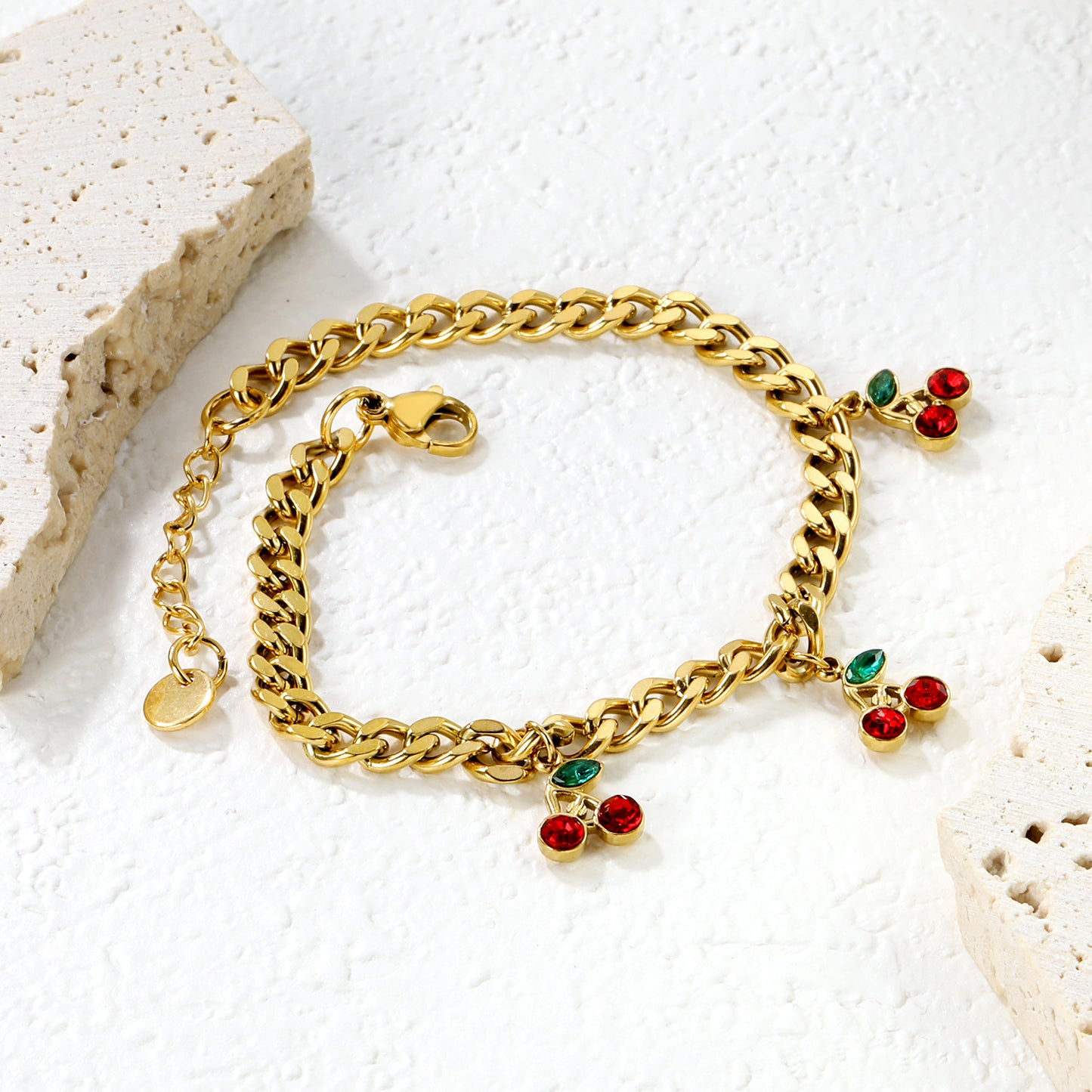 Bracciale ciliegia placcato oro