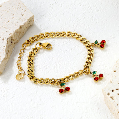 Bracciale ciliegia placcato oro