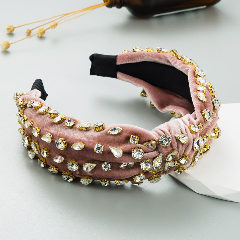 Fascia capelli velluto oro e strass