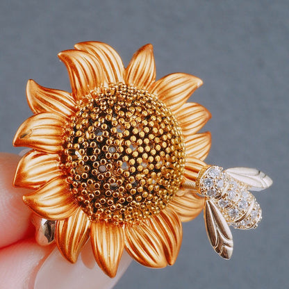 Spilla girasole ape zircone