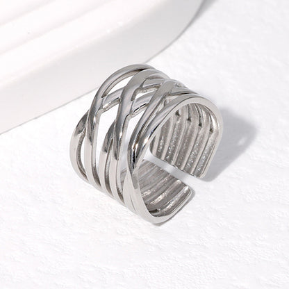 Anello geometrico titanio lineare