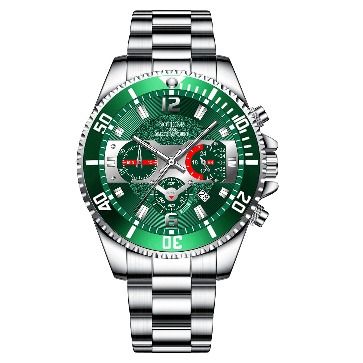 Orologio acciaio con calendario da uomo leggero