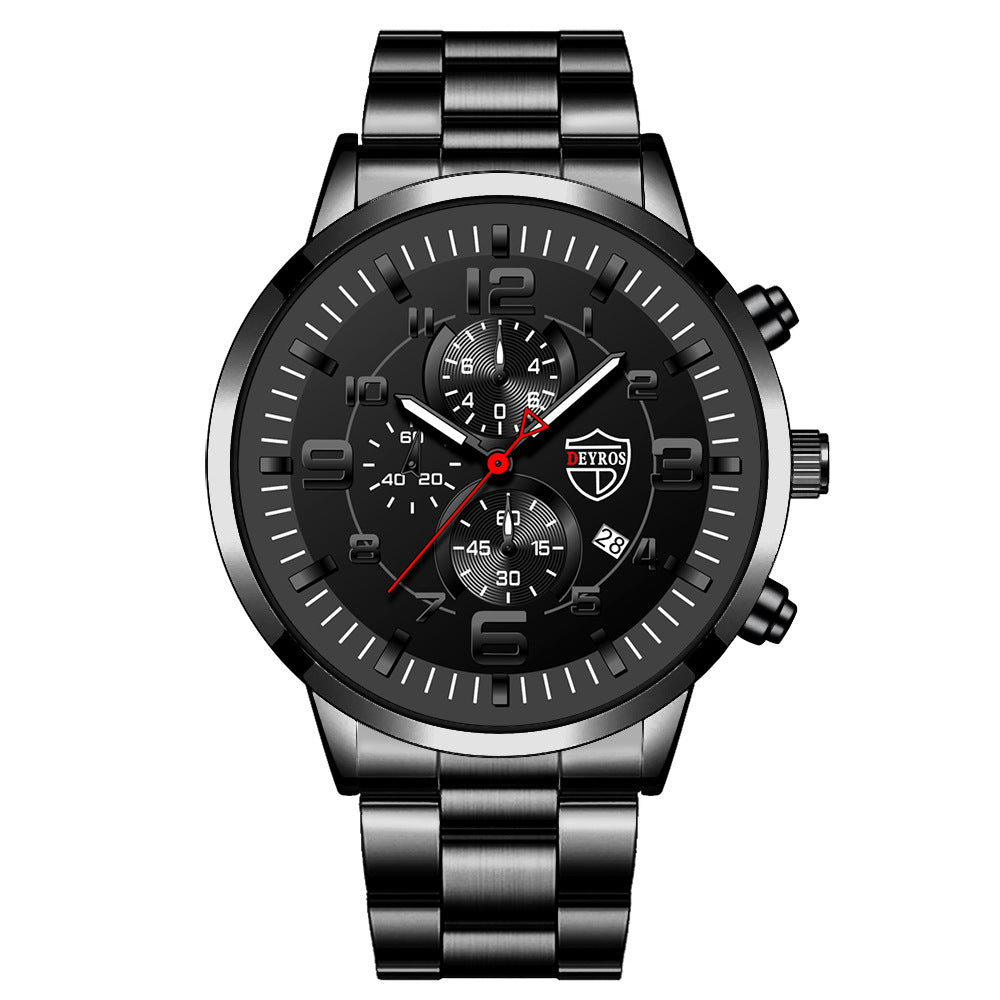 Orologio uomo acciaio calendario oro