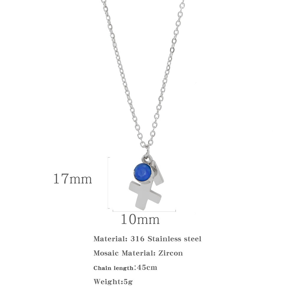 Collana zircone in acciaio inox