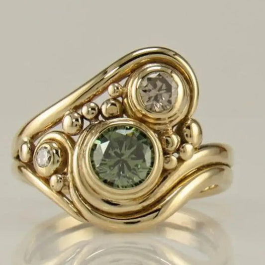 Anello geometrico retrò traforato