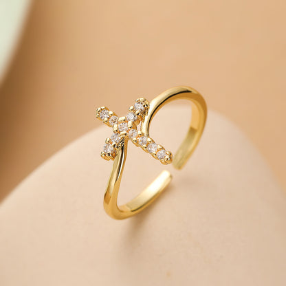 Anello croce geometrica rame oro