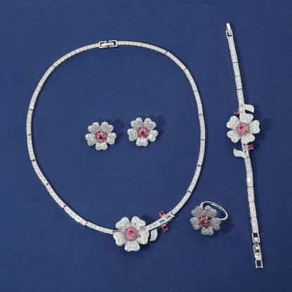 Collana fiore con zirconi