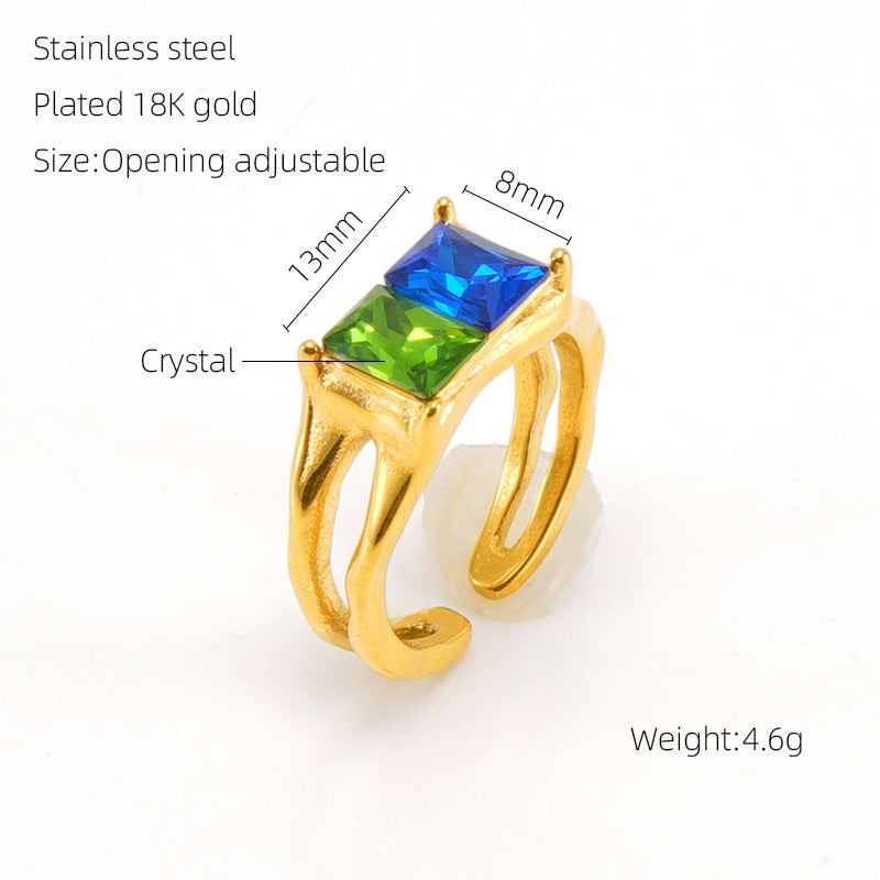 Anello pietra di luna geometrico irregolare