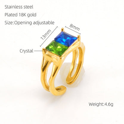 Anello pietra di luna geometrico irregolare
