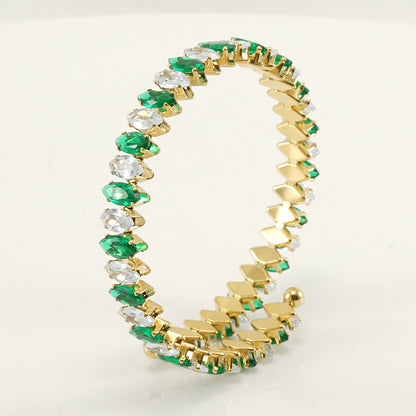 Braccialetto geometrico aperto con strass
