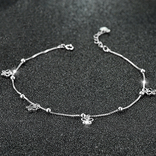 Cavigliera farfalla argento stile coreano