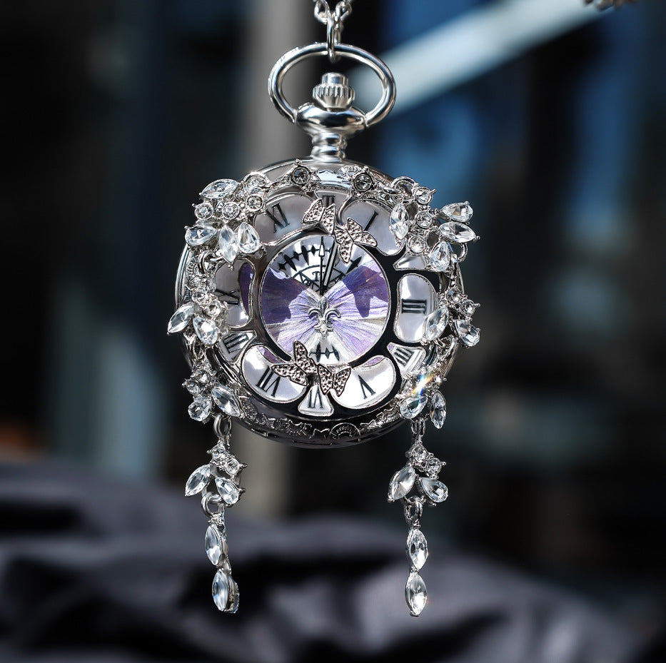 Orologio da tasca stile retrò farfalla