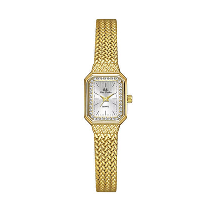 Orologio quadrato a mesh dorato