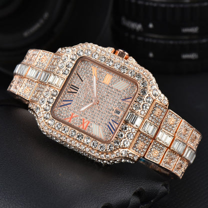 Orologio quadrato con cristalli da uomo