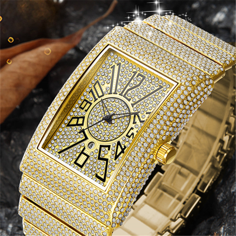 Orologio quadrato con diamanti da uomo