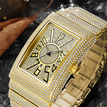 Orologio quadrato con diamanti da uomo