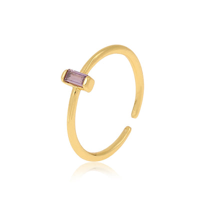 Anello rame rettangolare zirconi