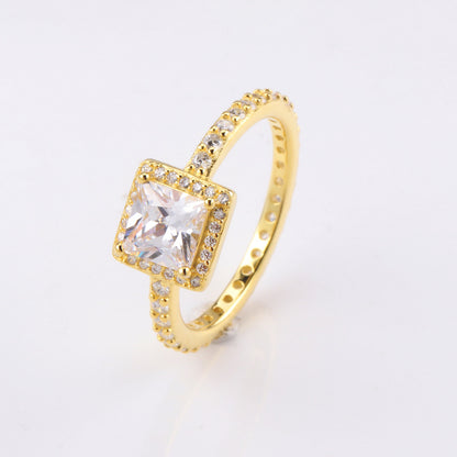 Anello zircone quadrato da donna in rame