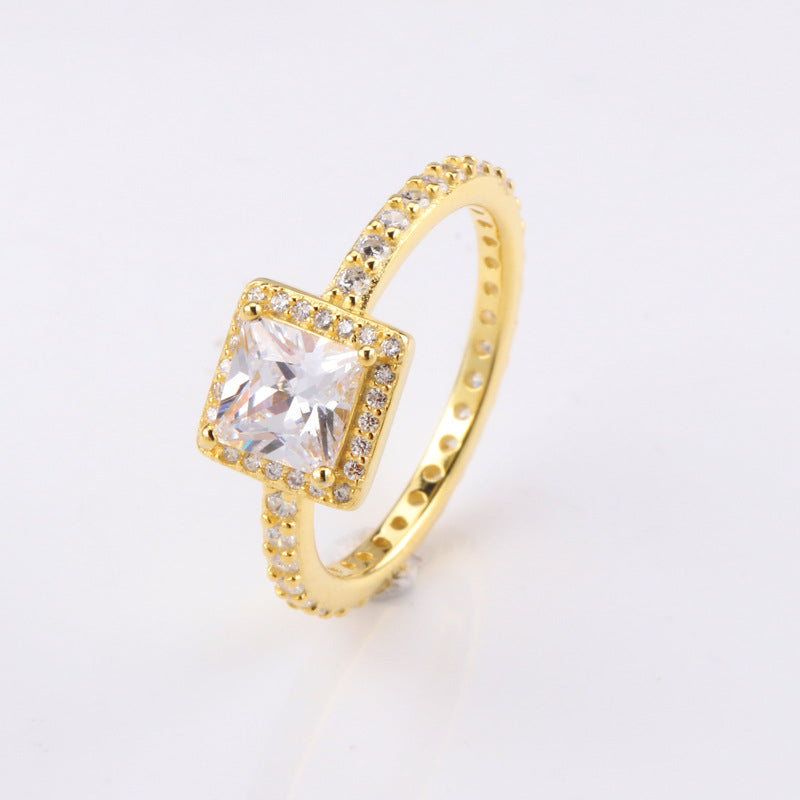 Anello zircone quadrato da donna in rame