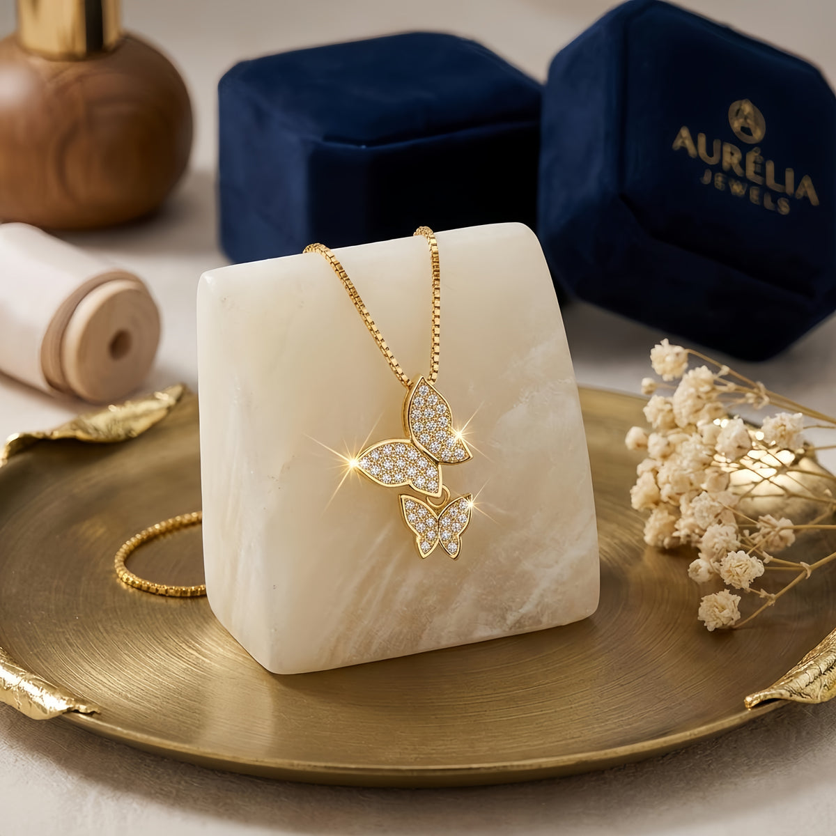 Collana farfalle doppie placcata oro