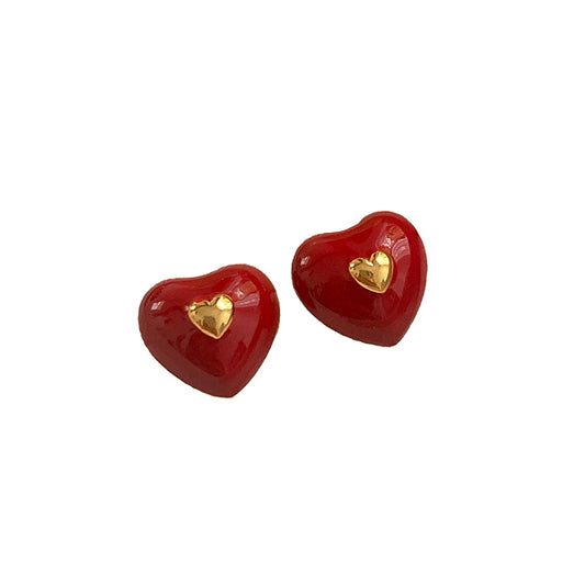 Orecchini cuore rosso vintage