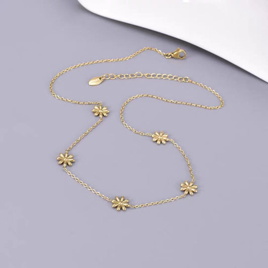 Collana floreale acciaio titanio