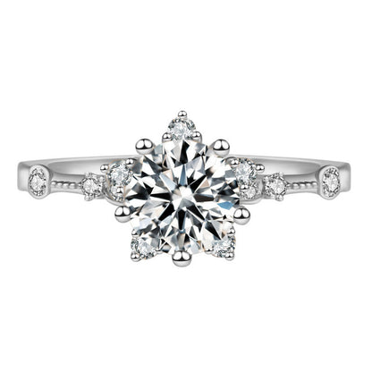 Anello fiocco di neve a sei griffe