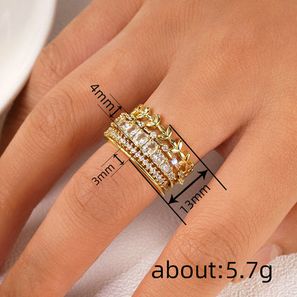 Anello zircone spiga geometrico