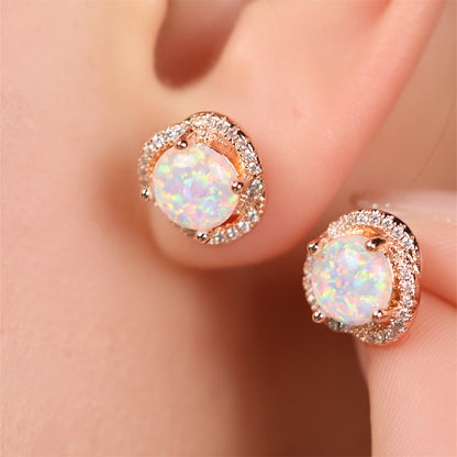 Orecchini quadrifoglio opale e diamante